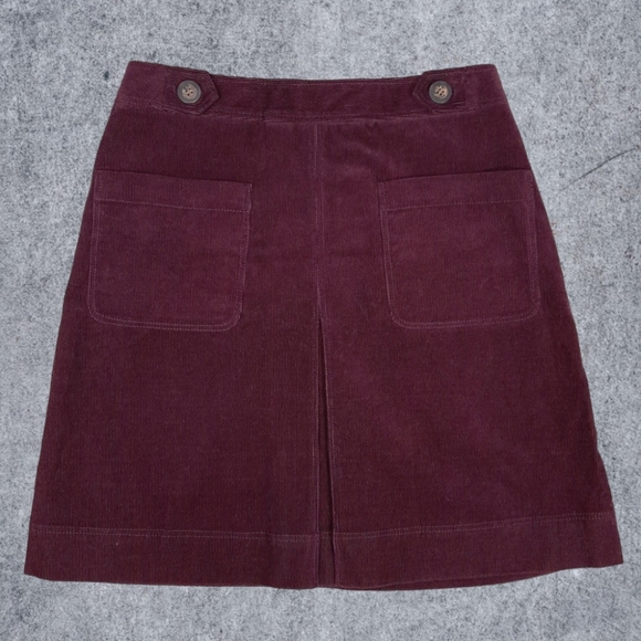 Hobbs Burgundy Skirt Size 8 A-Line Mini Cord Winter Staple - Picture 4 of 7
